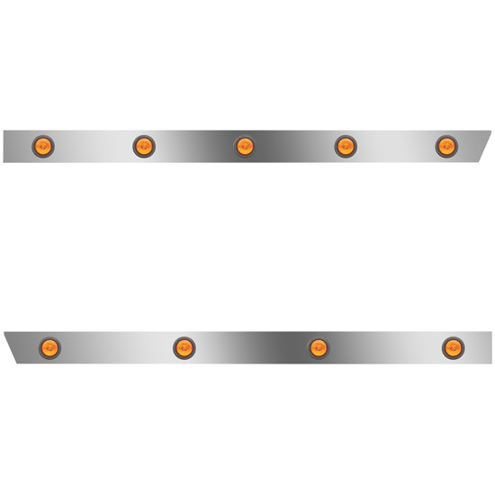 4 Inch Stainless Steel Standard Cab Panels W/ 9 Total 2 Inch Amber/Amber LEDs For Peterbilt 388, 389 123 BBC