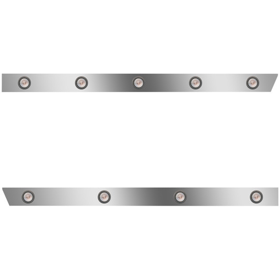 4 Inch Stainless Steel Standard Cab Panels W/ 9 Total 2 Inch Amber/Clear LEDs For Peterbilt 388, 389 123 BBC