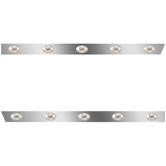 4 Inch Stainless Steel Standard Cab Panels W/ 10 P3 Amber/Clear LEDs For Peterbilt 388, 389
