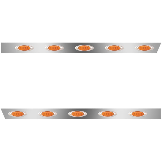 4 Inch Stainless Steel Extended Cab Panels W/ 10 P1 Amber/Amber LEDs For Peterbilt 388, 389 123 BBC