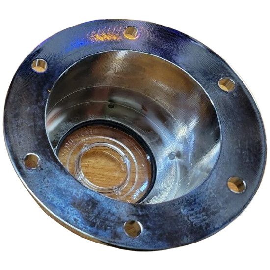 Chrome-Plated Billet Aluminum Front Oiler Cap Cover With Window - 4.50 Inch Bolt Pattern