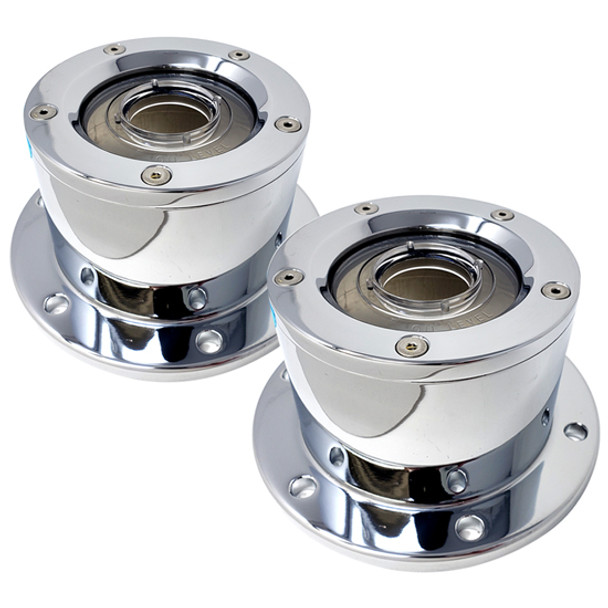 Chrome-Plated Billet Aluminum Front Oiler Cap Cover With Window - 4.50 Inch Bolt Pattern