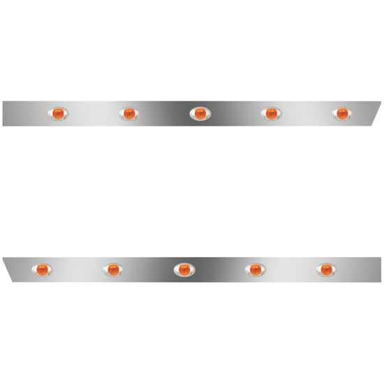 4 Inch Stainless Steel Extended Cab Panels W/ 10 P3 Amber/Amber LEDs For Peterbilt 388, 389 123 BBC