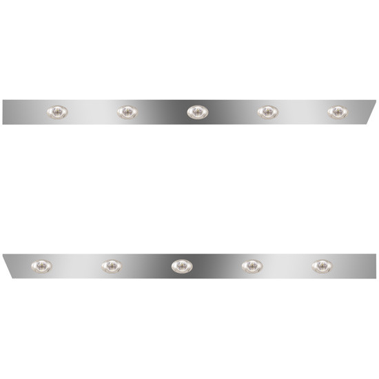 4 Inch Stainless Steel Extended Cab Panels W/ 10 P3 Amber/Clear LEDs For Peterbilt 388, 389 123 BBC