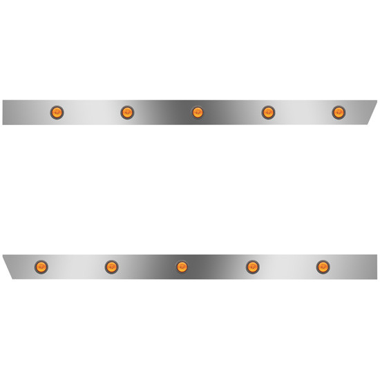 4 Inch Stainless Steel Extended Cab Panels W/ 10 - 2 Inch Amber/Amber LEDs For Peterbilt 388, 389 123 BBC