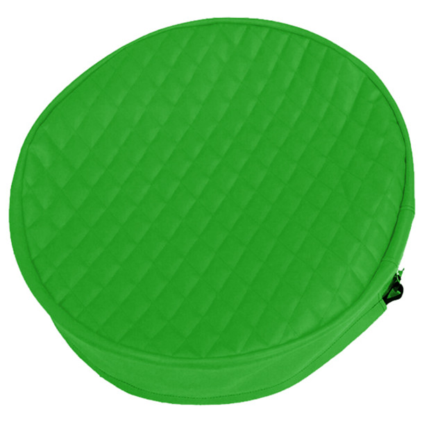 22 Inch Lime Green Quilted Vinyl Fuel Tank End Covers With 9 Inch Skirt For Kenworth, Mack, Western Star