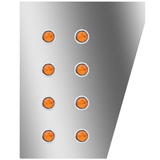 3 Inch Stainless Steel Wide Cowl Panels W/ 16 - 3/4 Inch Light Holes For Peterbilt 378, 379