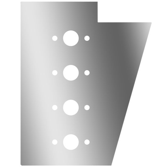 4 Inch Stainless Steel Notched Cowl Panels W/ 8 P1 Light Holes For Peterbilt 378, 379