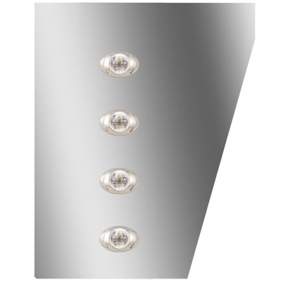 4 Inch Stainless Steel Wide Cowl Panels W/ 8 P3 Amber/Clear LEDs For Peterbilt 378, 379