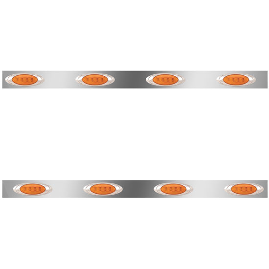 3 Inch Stainless Steel Cab Panels W/ 8 P1 Amber/Amber LEDs For Peterbilt 359