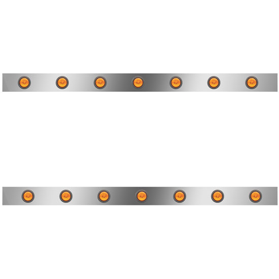 3 Inch Stainless Steel Cab Panels W/ 14 - 2 Inch Amber/Amber LEDs For Peterbilt 359