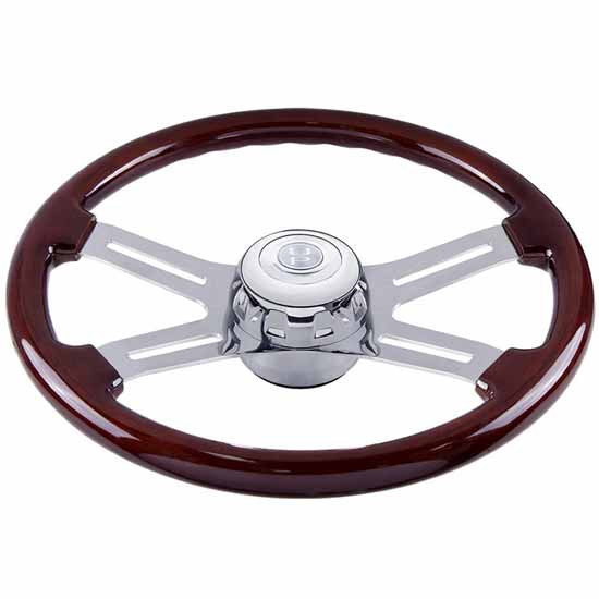 Chrome Steering Wheel Hub & Horn Button Kit For Kenworth T680, T880 & Peterbilt 567, 579, 587