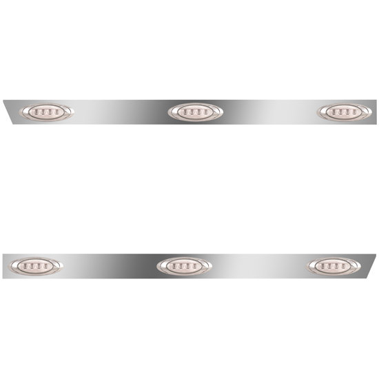 4 Inch Stainless Steel Cab Panels W/ 6 P1 Amber/Clear LEDs For Peterbilt 386 W/ Rear-Mount Exhaust