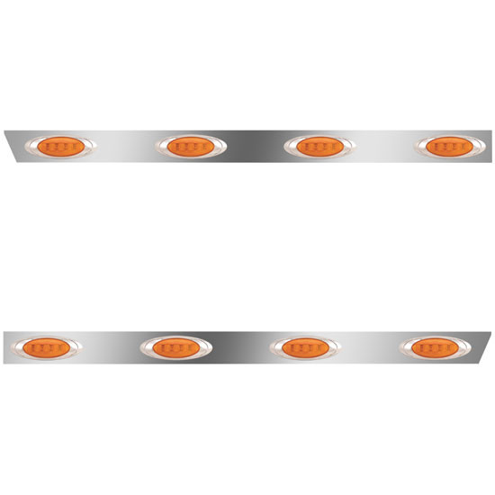 2.5 Inch Stainless Steel Cab Panels W/ 8 P1 Amber/Amber LEDs For 2006 - 2016 Peterbilt 386 W/ Cab-Mount Exhaust