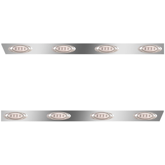 2.5 Inch Stainless Steel Cab Panels W/ 8 P1 Amber/Clear LEDs For 2012 thru 2016 Peterbilt 386 W/ Cab-Mount Exhaust