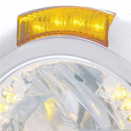 Chrome Classic PB Style Headlight W/ H4 Halogen Bulb, 34 Amber LED Position Light, Amber Turn Signal Light For Peterbilt, Freightliner, International & Mack