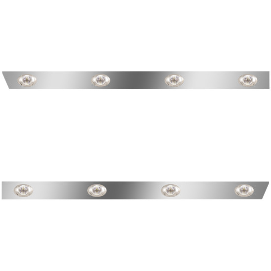 2.5 Inch Stainless Steel Cab Panels W/ 8 P3 Amber/Clear LEDs For 2012 thru 2016 Peterbilt 386 W/ Cab-Mount Exhaust