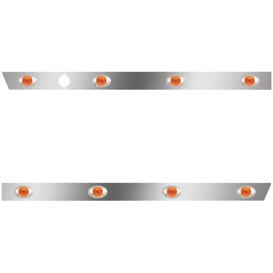 2.5 Inch Stainless Steel Cab Panels W/ 8 P3 Amber/Amber LEDs W/ Hole For Block Heater For Peterbilt 386 W/ Cab-Mount Exhaust