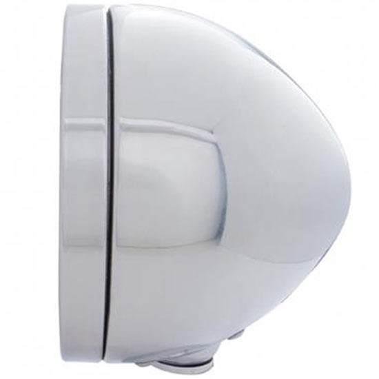Stainless Steel Bullet Classic Headlight With H6014 Sealed Beam Bulb For Peterbilt, Freightliner, International & Mack