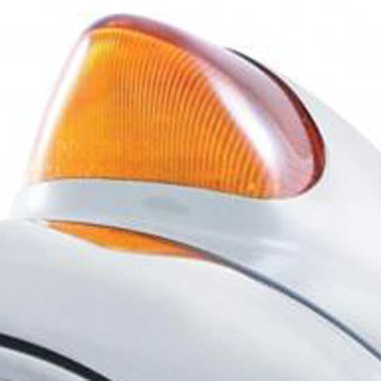 Stainless Guide 682-C Headlight W/ H6014 Sealed Beam Bulb, Original Style 5 Diode Amber LED Turn Signal Light For Peterbilt, Freightliner, International & Mack
