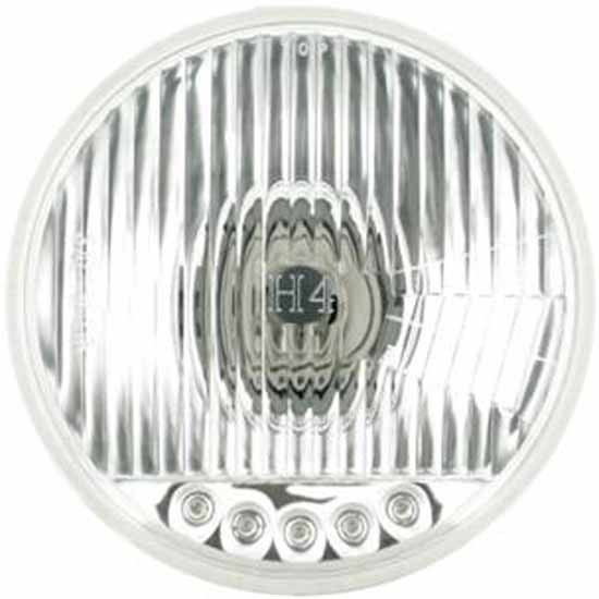 5.75 Inch Round Crystal Halogen Headlight W/ 5 Amber LED Position Lights