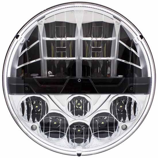 7 Inch Round High Power LED Headlight With 500 Lumen Low Beam, 950 Lumen High Beam