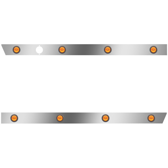 3 Inch Stainless Steel Cab Panels W/ 8 - 2 Inch Amber/Amber LEDs For Peterbilt 386 W/ Cab-Mount Exhaust