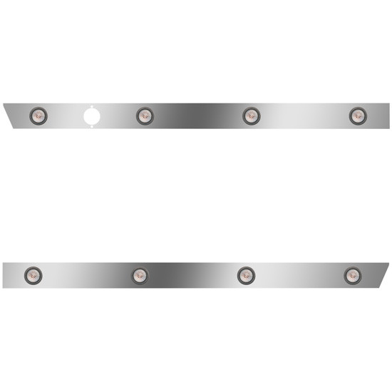 3 Inch Stainless Steel Cab Panels W/ 8 - 2 Inch Amber/Clear LEDs For Peterbilt 386 W/ Cab-Mount Exhaust