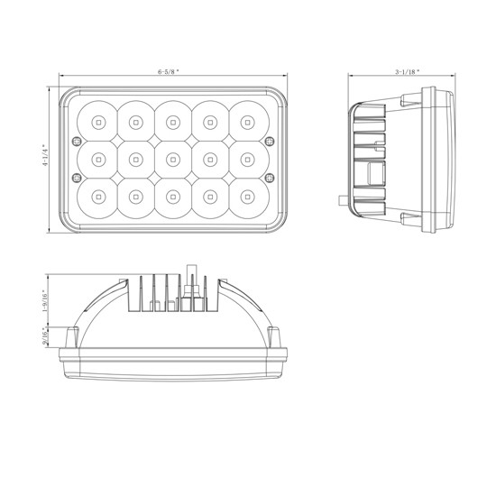 4 X 6 Inch Chrome Rectangular Super Bright LED High/Low Beam Headlight