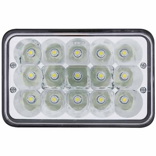 4 X 6 Inch Chrome Rectangular Super Bright LED High/Low Beam Headlight