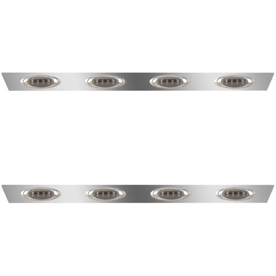 2.5 Inch Stainless Steel Cab Panels W/ 8 P1 Amber/Smoked LEDs For Peterbilt 386 W/ Cab-Mount Exhaust