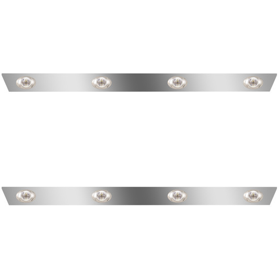 2.5 Inch Stainless Steel Cab Panels W/ 8 P3 Amber/Clear LEDs For Peterbilt 386 W/ Cab-Mount Exhaust