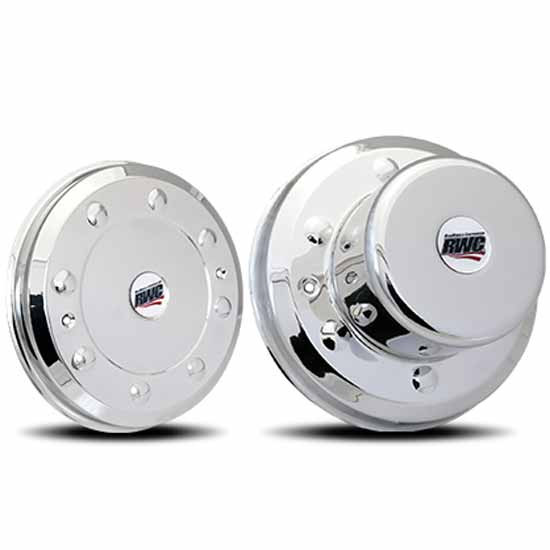 16.5, 17.5 & 19.5 Inch Front Set Low Profile Cover Up Hub Covers For Hino, Isuzu 6 Lug Ball Seat Wheels