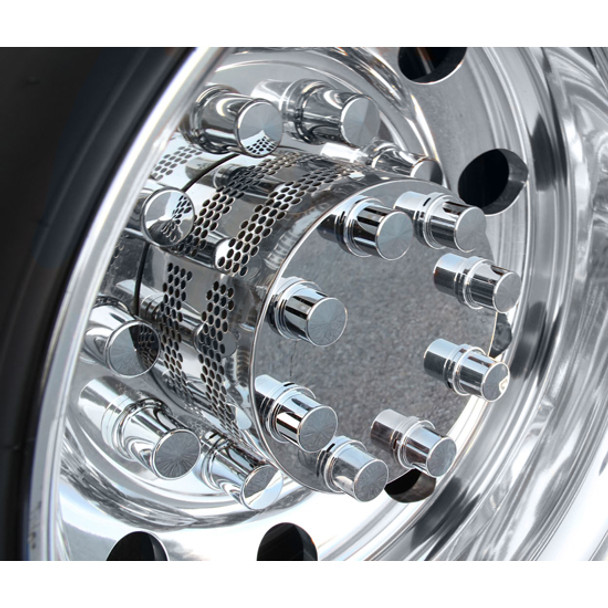 Turnpike Truck Trim Drive Axle Hub Covers, Stainless Steel With Punched Holes