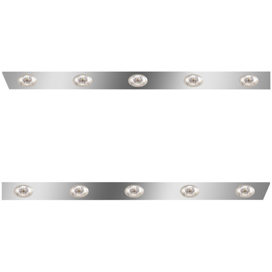 2.5 Inch Stainless Steel Cab Panels W/ 10 P3 Amber/Clear LEDs For Peterbilt 386 W/ Rear-Mount Exhaust