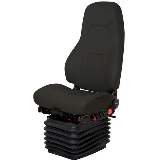 National Admiral High Back Driver Air Seat Standard Base W/ Swivel, Back Cycler, Heat, & W/O Armrests - Raven Wing Black Ultraleather