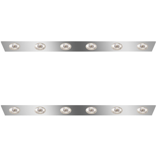 2.5 Inch Stainless Steel Cab Panels W/ 12 P3 Amber/Clear LEDs For Peterbilt 386 W/ Cab-Mount Exhaust