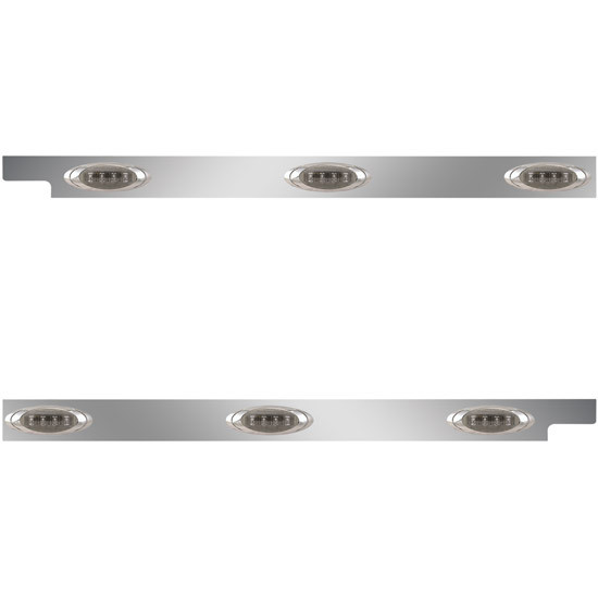 Stainless Steel Cab Panels W/ 6 P1 Amber/Smoked LEDs For Peterbilt 567 SFA