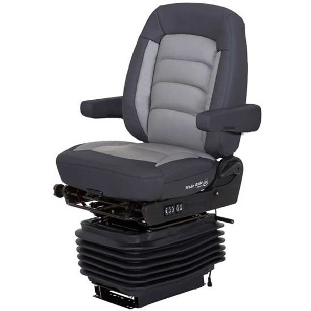 Bostrom Wide Ride II Standard Base Mid-Back Heated Seat With Dual Armrests - Black/Gray UltraLeather