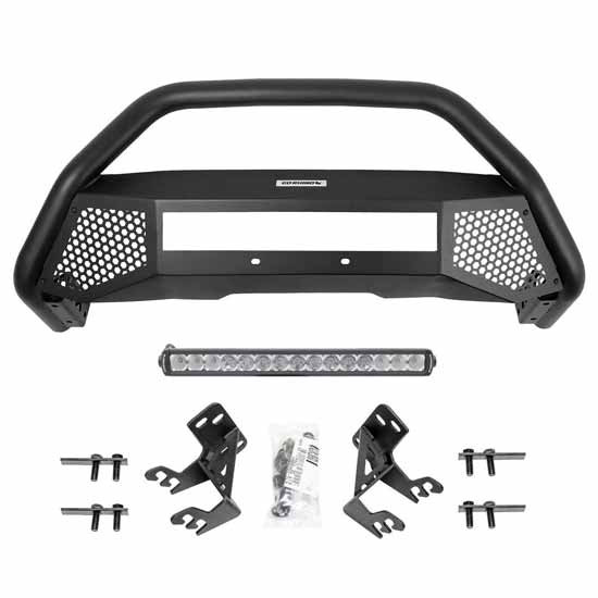 Go Rhino RC4 Light Ready Bull Bar and Skid Plate with 20 Inch SR LED Light For Toyota Tacoma