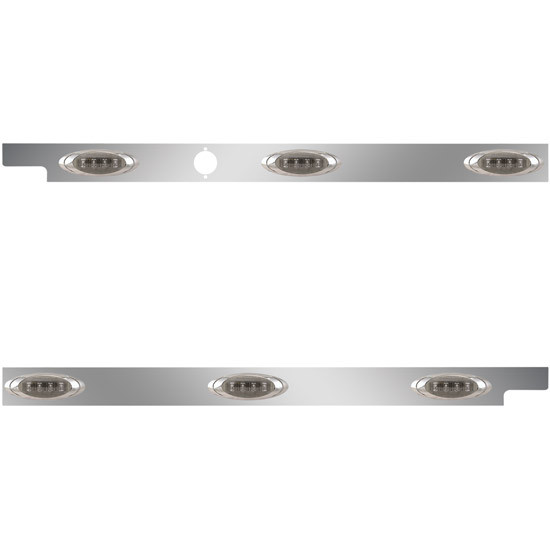 Stainless Steel Cab Panels W/ 6 P1 Amber/Smoked LEDs, Block Heater Plug For Peterbilt 567 SFA