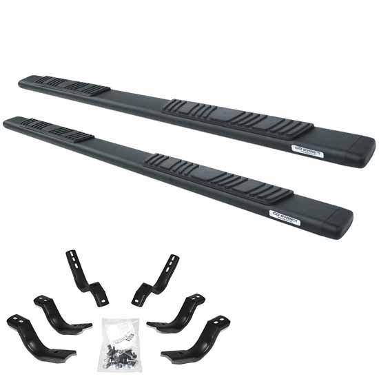 Go Rhino OE Xtreme Low Profile 5 Inch Textured Black Galvanized Steel Sidesteps W/ Brackets, Complete Kit For 2015-2019 Chevrolet Silverado, GMC Sierra W/ Double Cab
