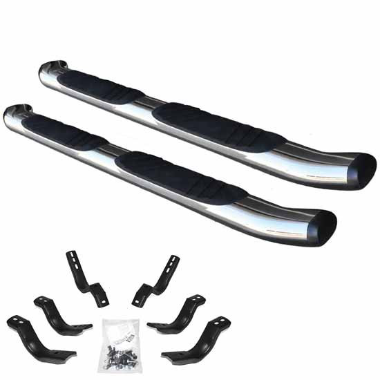 Chrome Composite Side Step Kit For Dodge Ram 1500, 2500, 3500 Quad Cab 2002-2009
