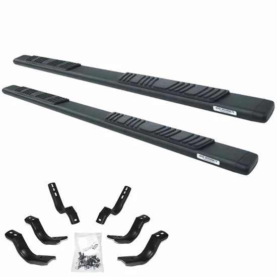 Go Rhino OE Xtreme Low Profile 5 Inch Textured Black Galvanized Steel Sidesteps W/ Brackets, Complete Kit For Toyota Tundra 2007+ W/ Double Cab
