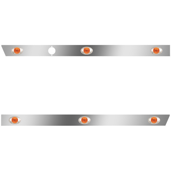 3 Inch Stainless Steel Cab Panels W/ 6 P3 Amber/Amber LEDs For Peterbilt 367 SFA