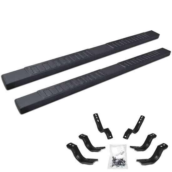 Go Rhino OE Xtreme II 6 Inch Textured Black Galvanized Steel Sidesteps W/ Brackets, Complete Kit For Ford F-150 , Ford F-250, F- 350 W/ Crew Cab