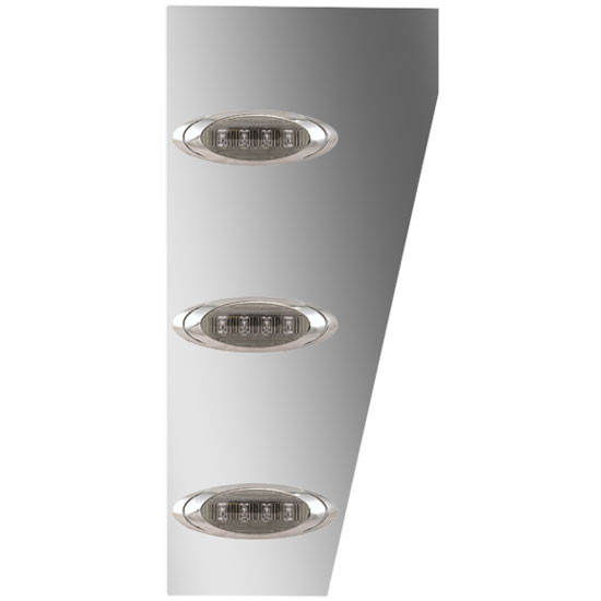 Stainless Steel Standard Cowl Panels W/ 6 P1 Amber/Smoked LEDs For Peterbilt 367