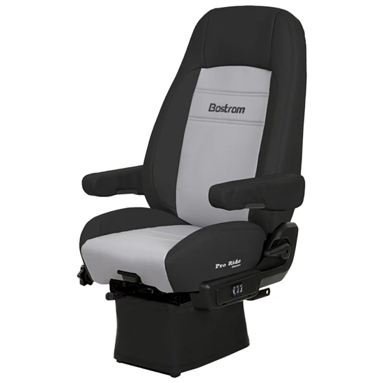Bostrom Ultra Leather Pro Ride Low Base High Back Seat W/ Dual Arm Rests - Black / Gray