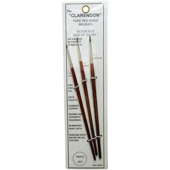 Clarendon Pure Red Sable Paint Brush Set - 3 Piece