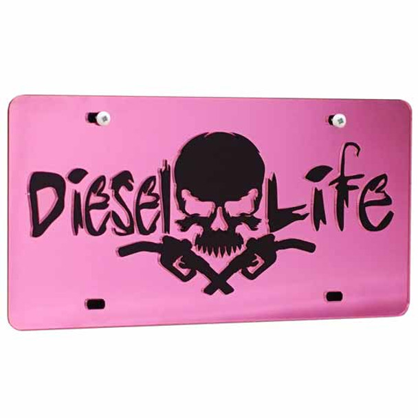 Diesel Life Pink/Chrome License Plate